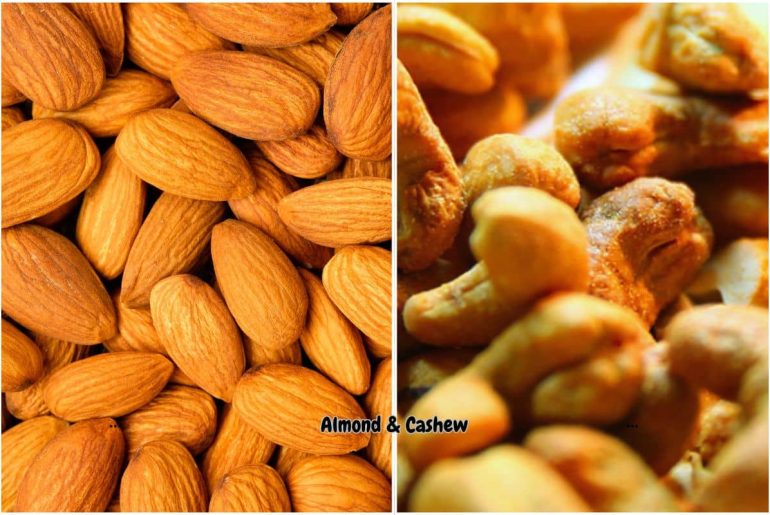 alomnd and cashew nuts